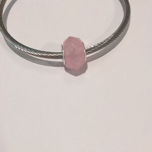 Silver Frosted Pink Charm for Pandora‎ Style